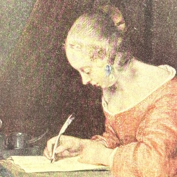 Gerard Terburg TER BORCH The Letter Original Vintage Fine Art Print 1930’s Dutch - Picture 4 of 7